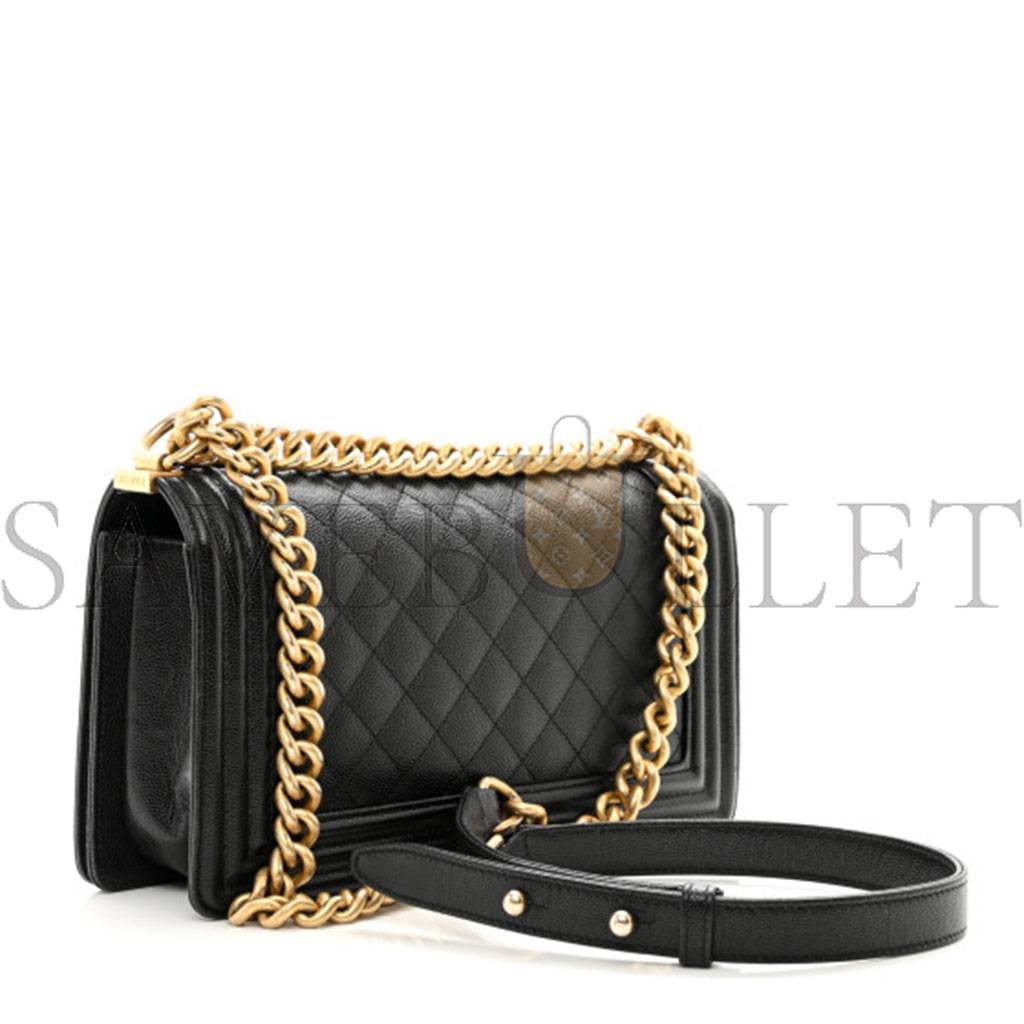 CHANEL MASTER BLACK CAVIAR BOY  MEDIUM SIZE A67086 (25*15*9cm)